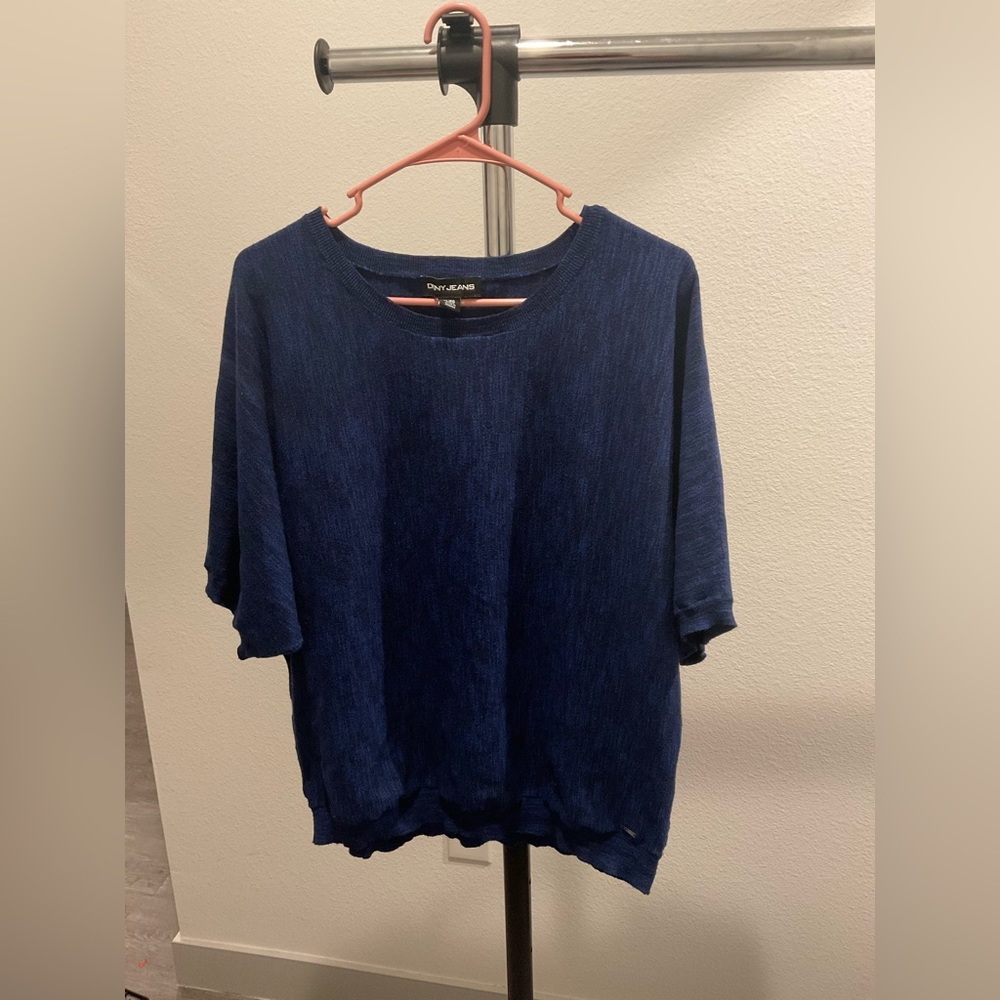 DKNY Jeans Women's Marled Knit Dolman Half Sleeve Top - Large